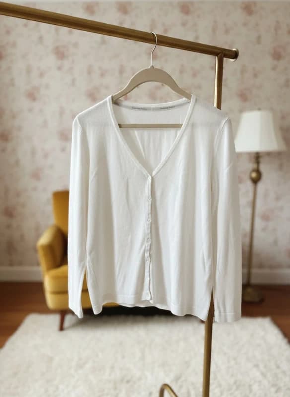 Witte blouse gedragen door een virtueel model