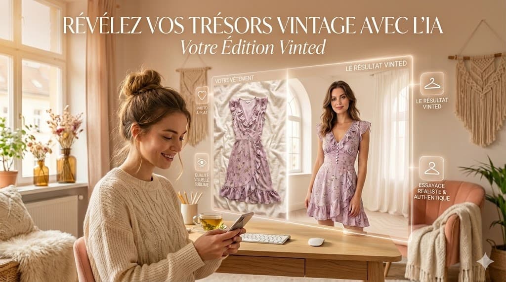 Vinted-advertentiefoto voor en na de AI-bewerking — Vendy Studio